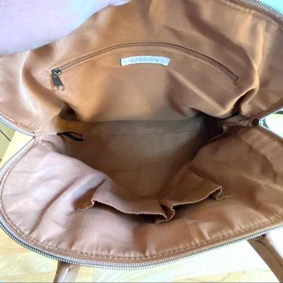 Kenneth Cole Reaction Tan Vegan Leather Satchel Handbag - Picture 4 of 11